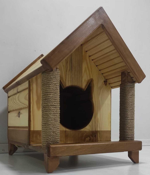 Kedi Evi Kedi Yuvası Ahşap Iç Mekan Barınak