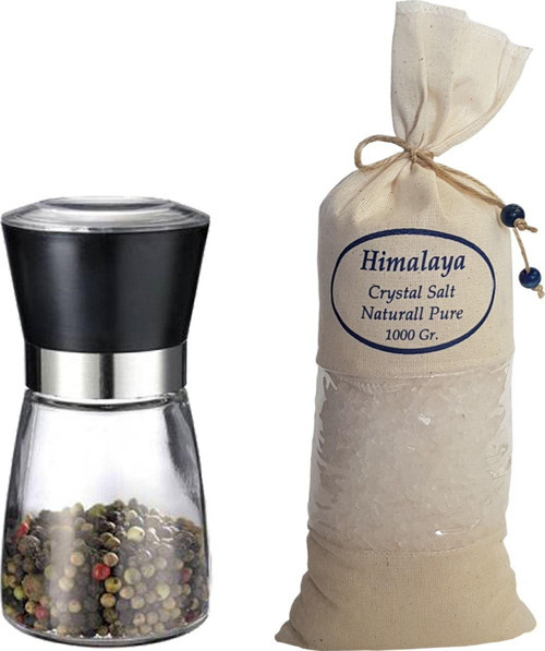 1 Kg. Iri Himalaya Tuzu Bez Torbada Beyaz Renk + Seramik Bıçaklı Değirmen Tuz/baharat Değirmeni