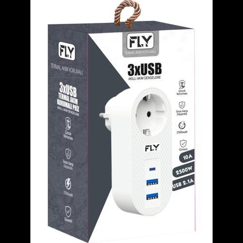 3400-01, 1 Soket, 2 Usb, 1 Type-c, Akım Korumalı Priz, 2.1a, (beyaz)