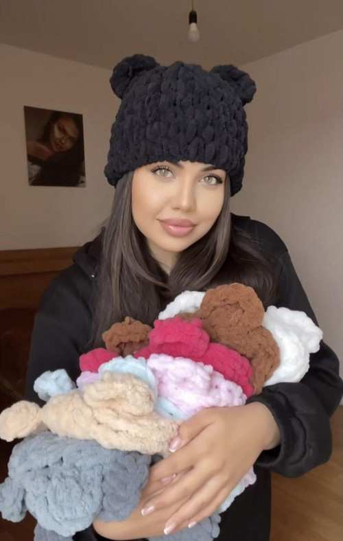 Peluş Ayı Bere Puffybearmavi