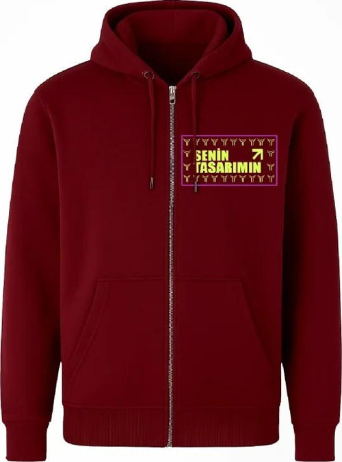 Ön Tam Fermuarlı Kapüşonlu SweatShirt