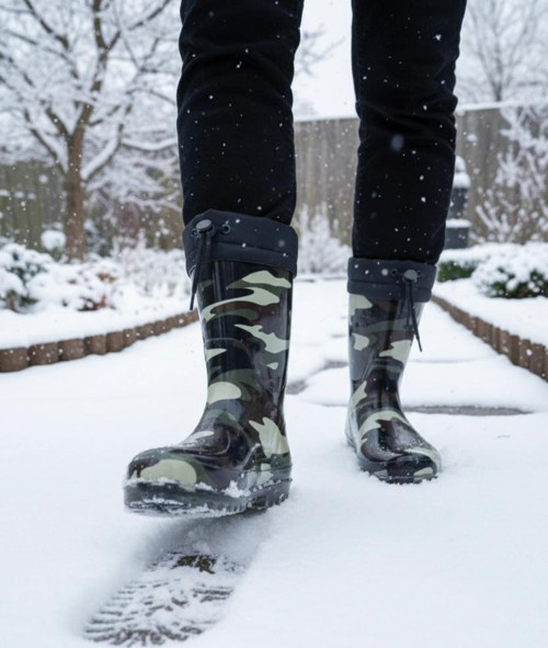Konçlu Unisex Yağmur Çizmesi 36-40 Yeni Askeri Kamuflaj