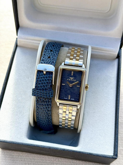 FL21626AWT-D3 Quartz Çift Kordonlu Lacivert Kadran 22 mm Kadın Kol Saati