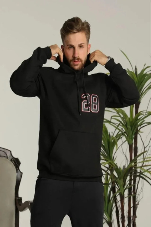 Erkek Oversize Üç İplik Kapüşonlu Sweatshirt –Sırt Ve Ön Baskılı, Kanguru Cepli, Rahat Kalıp Maskot