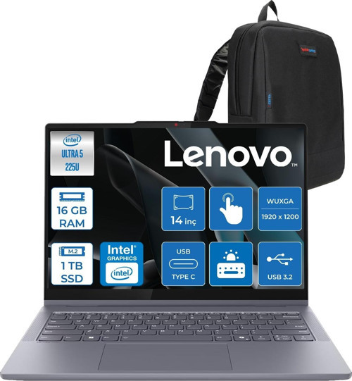 Ideapad 5 2-In-1 14IAL10 Intel Core Ultra 5 225U Aı 16GB 1tb SSD 14" Wuxga (1920X1200) IPS 300NITS Freedos Dokunmatik +Lenovo® Digital Pen2 Bilgisayarr 83KR000FTRF03+ZETTAÇANTA