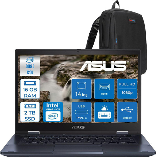 Expertbook B3 Flip Intel Core 5 120U 16GB 2tb SSD Intel Graphics 14'' Fhd Dokunmatik Windows 11 Pro Kalemli Katlanabilir Taşınabilir Bilgisayarr C58512B3DP03 + Zettaçanta