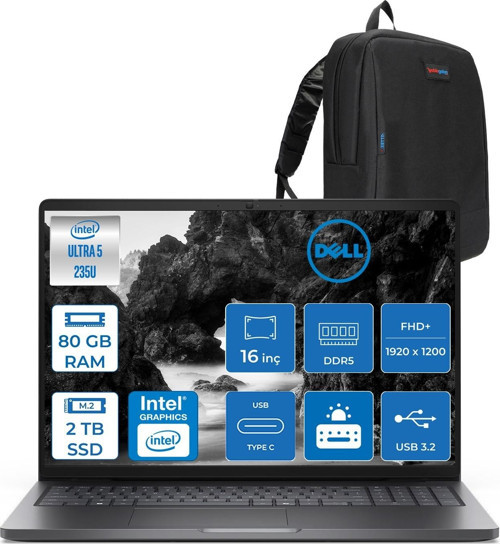 Pro 16 Intel Core Ultra 5 235U 4.9ghz 80GB Ddr5 2tb SSD Freedos Intel® Aı Boost 16 Inç IPS Fullhd+ (1920X1200) Taşınabilir Bilgisayar PC16250BTO105F34 + Zetta Çanta