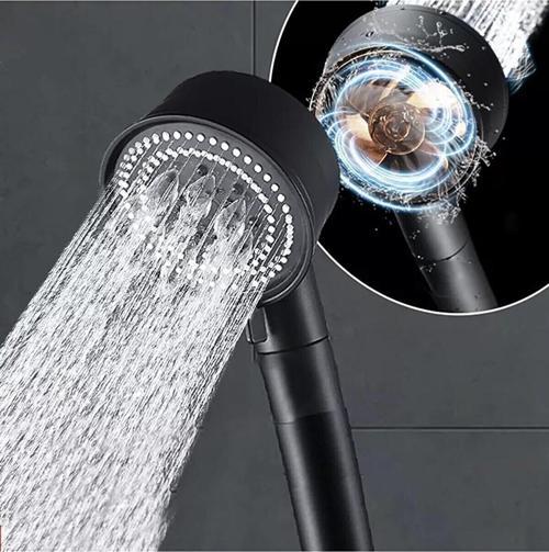 Turbo Fan Pervaneli 5 Fonksiyonlu Su Tasarruflu Duş Başlığı | Pervaneli Turbo El Duşu Siyah - Duş Ba