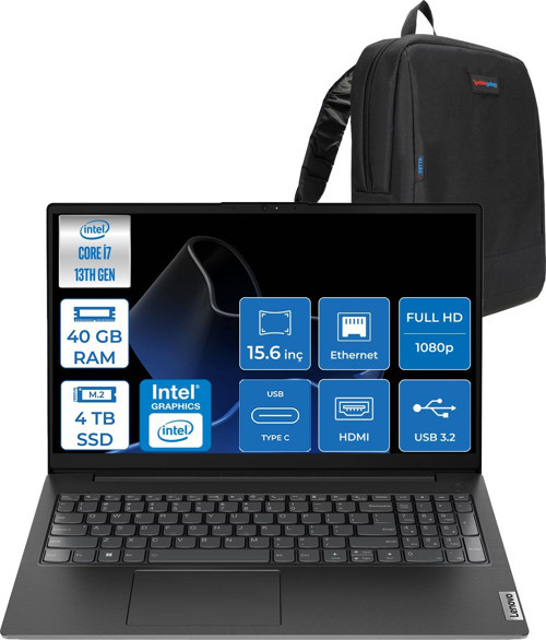 V15 Gen4 Iru Intel Core I7 13620H 40GB 4tb SSD Freedos Intel® UHD Graphics 15.6 Inç Fullhd Taşınabilir Bilgisayar 83A100QRTRF25 + Zetta Çanta