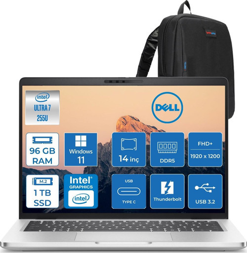 Pro 14 Plus Intel Core Ultra 7 255U 5.1ghz 96GB Ddr5 1tb SSD Windows 11 Pro Intel® Aı Boost 14 Inç IPS Fullhd+ (1920X1200) Taşınabilir Bilgisayar PB14250BTO110P38 + Zetta Çanta