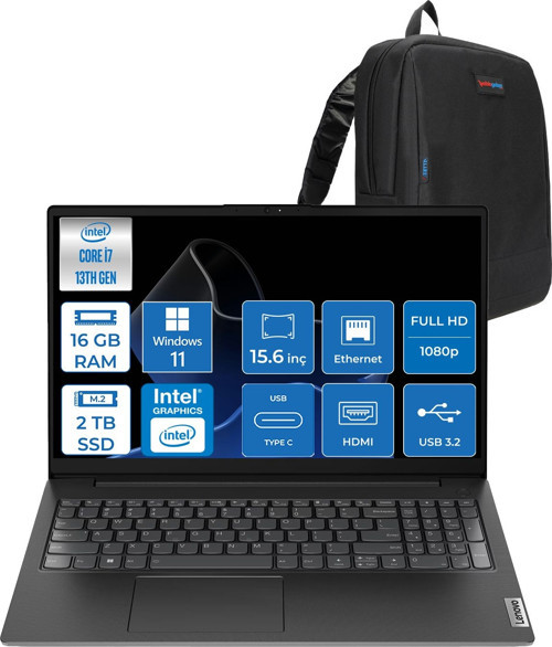 V15 Gen4 Iru Intel Core I7 13620H 24GB 1tb SSD Windows 11 Pro Intel® UHD Graphics 15.6 Inç Fullhd Taşınabilir Bilgisayar 83A100QRTRP18 + Zetta Çanta