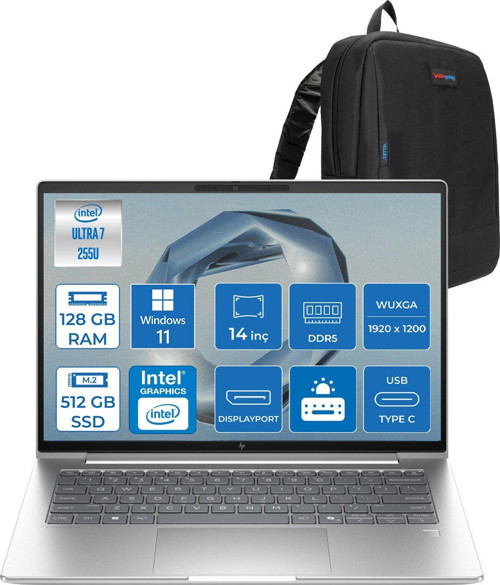 Elitebook 6 G1I Intel® Core Ultra 7 255U 128GB Ddr5 512GB SSD 14" Wuxga (1920 x 1200), IPS 400 Nits WIN11PRO Taşınabilir Bilgisayar C9XW2ETP32+ZETTAÇANTA