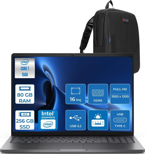 Pro 16 PC16250 Intel Core 7 150U 80GB Ddr5 256GB SSD 16 Fhd+ IPS (1920X1200) 300 Nits Freedos Taşınabilir Bilgisayar. PC16250C7165F21+ZETTAÇANTA