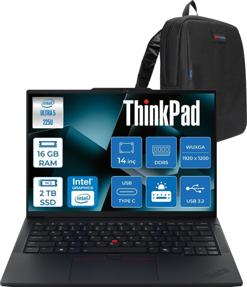 Thinkpad E14 Gen 7 Intel Core Ultra 5 225U 16GB Ddr5 2tb SSD Freedos Intel Aı Boost 14 Inç Wuxga (1920 x 1200) IPS 300NITS Taşınabilir Bilgisayar 21SX007DTXF04 + Zetta Çanta