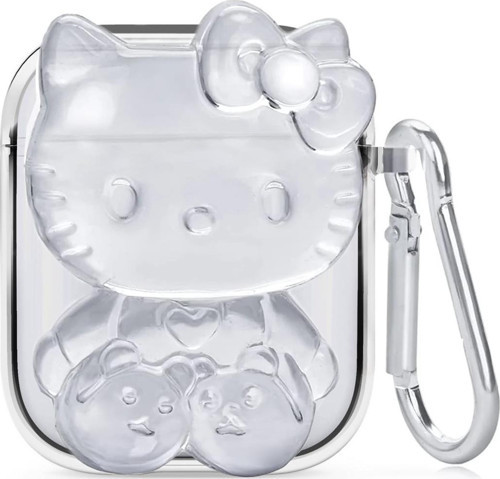 AirPods 1. Nesil / 2. Nesil Kılıf Cartoon Figürlü Silikon Crtn-Fgr-Hl-Kty-Clr