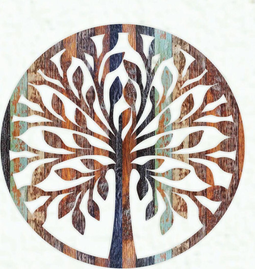 Renkli Hayat / Yaşam Ağacı Duvar Dekoru - Süsü, Ahşap Dekoratif Dekorasyon