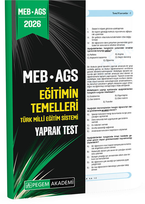 2026 MEB AGS Eğitimin Temelleri Yaprak Test