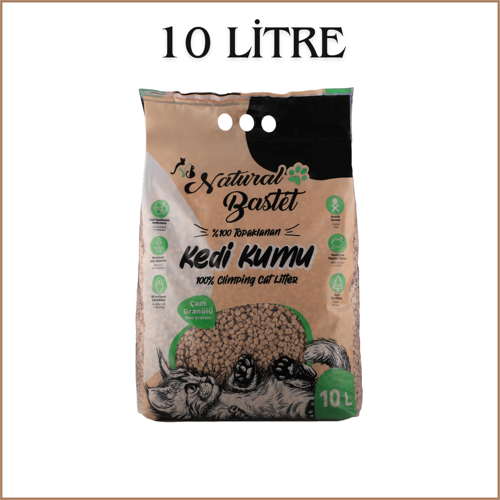 Natural Bastet Topaklanan Çam Pelet Kedi Kumu 10 Litre