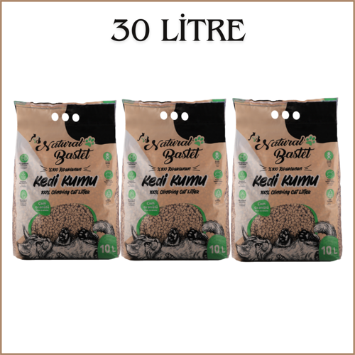 Natural Bastet Topaklanan Çam Pelet Kedi Kumu 30 Litre