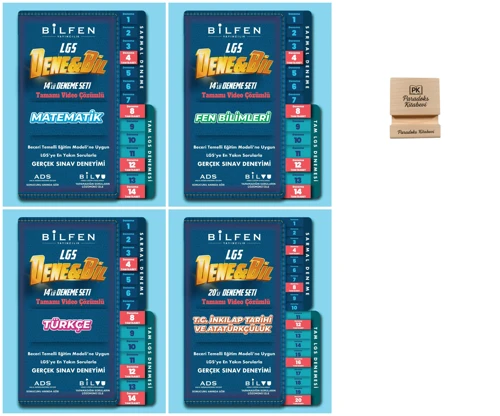 Bilfen LGS 8. Sınıf DeneBil Matematik Fen Türkçe ve İnkılap Deneme Seti 3lü Set + Telefon Standı