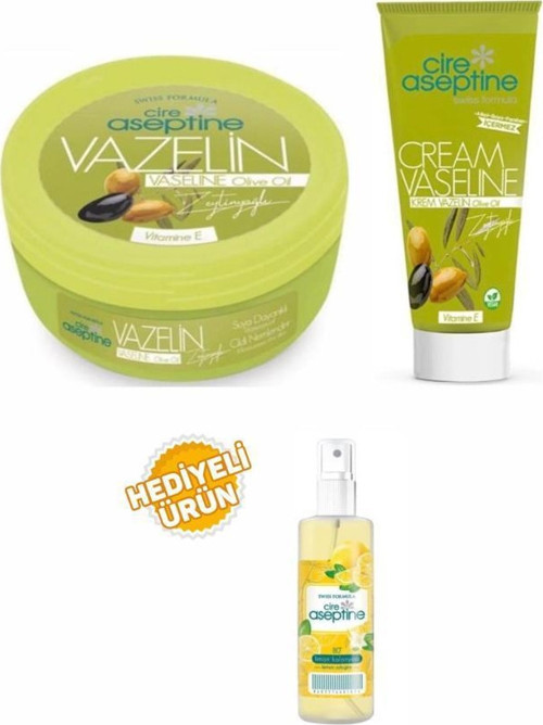 Zeytinyağlı Vazelin Kavanoz 150Ml+Zeytinyağlı Tüp 75 Ml+Limon Kolonyası 100 ml Sprey Hediyeli