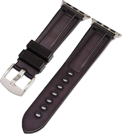 Apple Watch 42-44-45-46-49mm KRD-23 Transparent Siyah Kordon