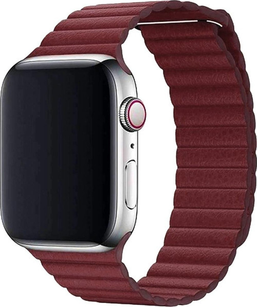 APPLE WATCH 42-44-45-46-49MM KRD-06 DERI BÜKME BORDO KORDON