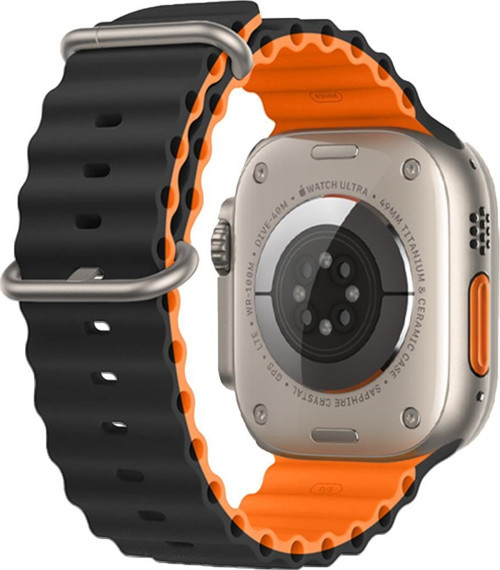 APPLE WATCH 38-40-41MM KRD-28 OCEAN ÇİFT RENKLİ SİYAH KORDON
