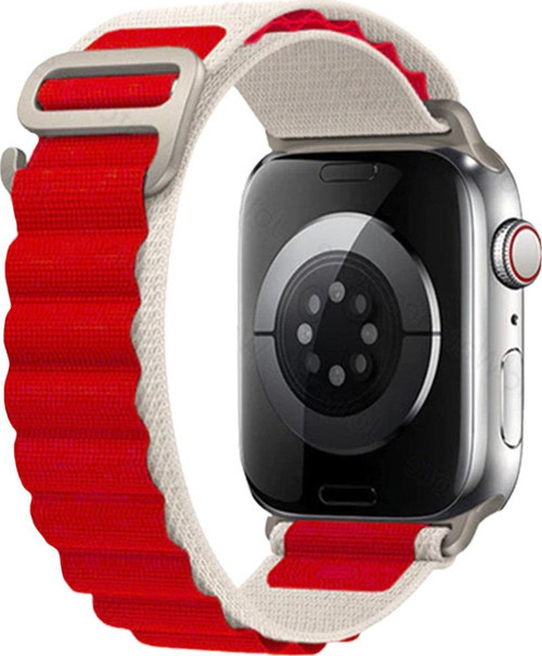 APPLE WATCH 42-44-45-46-49MM KRD-26 ALPINE ÇİFT RENKLİ KIRMIZI KORDON