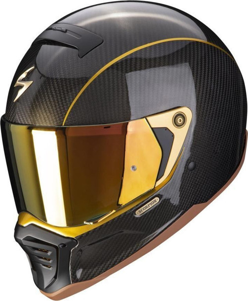 EXO HX1 Carbon SE Retro Motosiklet Kaskı Siyah Altın