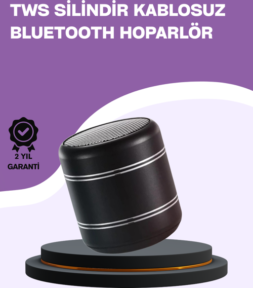 Silindir Tasarım Mini Bluetooth Hoparlör 10m Çekim Güçlü Bas ve Mikrofonlu