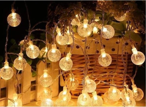 5m 28 Led Kristal Top Gün Işığı Şeffaf Kablo Fişli Eklemeli