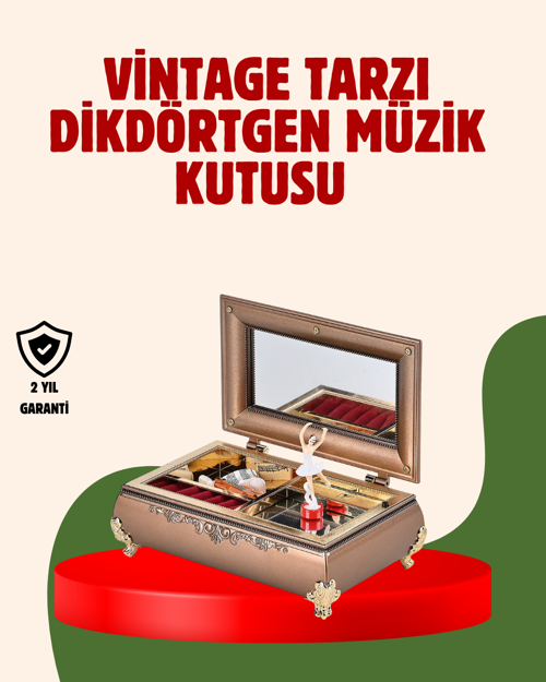Piyano Şeklinde Balerinli Müzik Kutusu Takı Bölmeli Şık Model