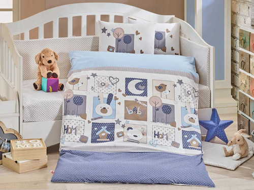 Sweet Home Bebek Nevresim Takımı Uyku Seti Mavi