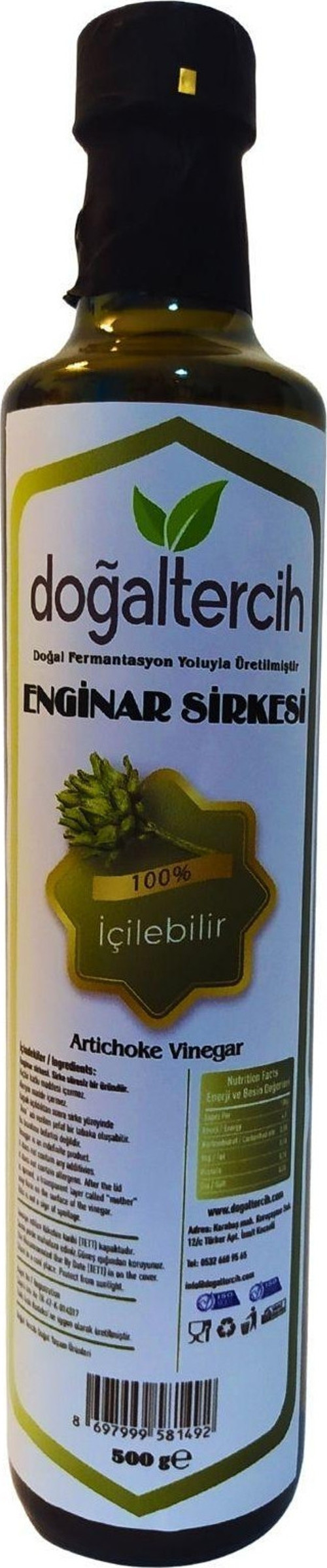 Doğaltercih İçilebilir Doğal Fermantasyon Enginar Sirkesi 500 ML