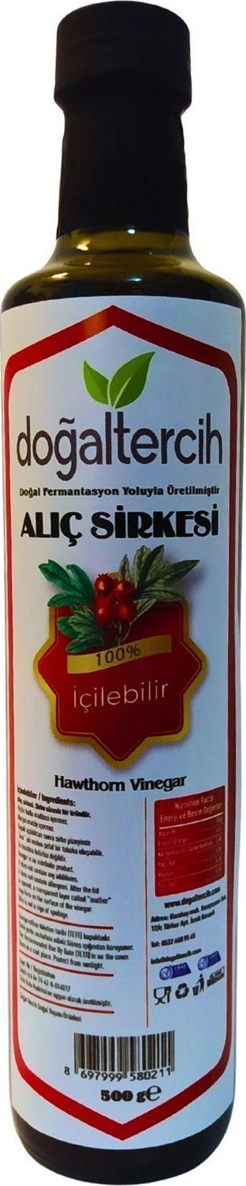 Doğaltercih İçilebilir Doğal Fermantasyon Alıç Sirkesi 500 ML