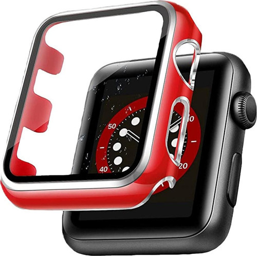 Binano Apple Watch 41mm Star Kasa Ve Ekran Koruyucu Kırmızı