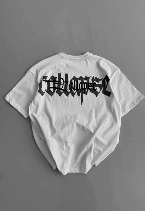 Baskılı Oversize Bisiklet Yaka Tshirt