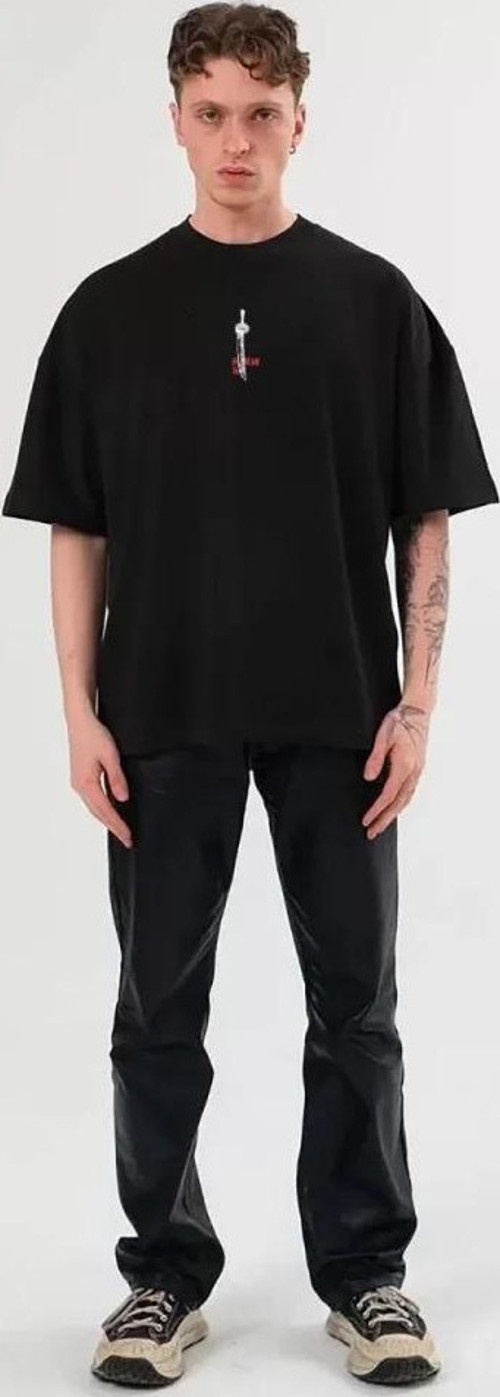 Unisex Bisiklet Yaka Baskılı Oversize TShirt