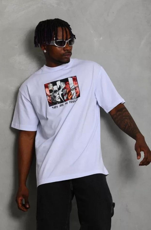 Unisex Oversize Baskılı Bisiklet Yaka TShirt