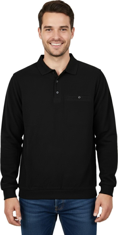 Erkek Büyük Beden Polo Yaka Cepli Selanik Sweatshirt BGL-ST04925