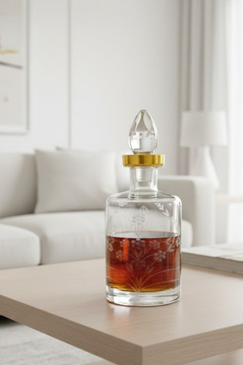 Cam Yaldızlı El İmalatı 1 Litre Su Viski Şişesi Başucu Sürahisi m3