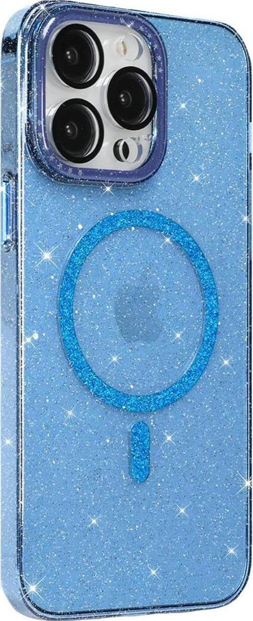 Magfıt Iphone 15 Pro Yaldızlı Mavi Kapak