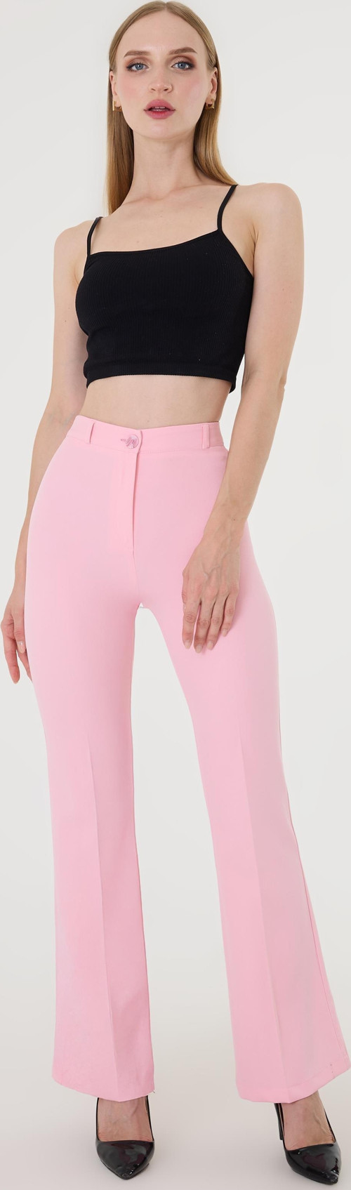 Kadın Pembe İspanyol Paça Pantolon