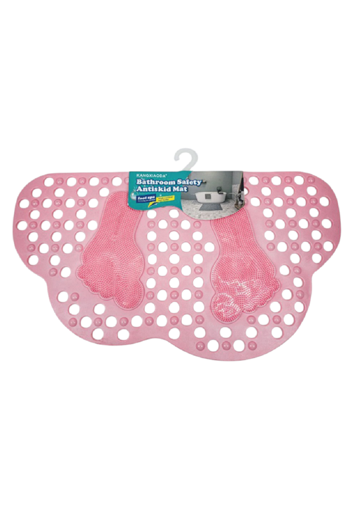 Ayak Temizleme Matı Kabartma Silikon Kaydırmaz Taban Duşakabin ve Banyo Matı (Pembe)(70x40)