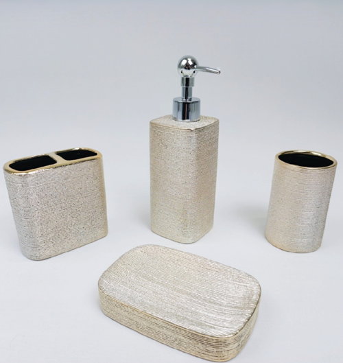 Gold Porselen Sabunluk Banyo Seti