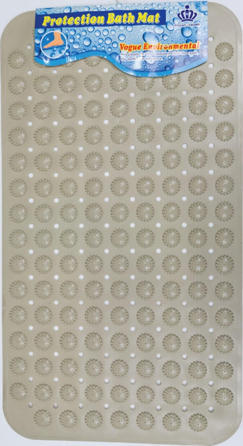 Dikdörtgen Yuvarlak Kabartma Silikon Kaydırmaz Taban Duşakabin ve Banyo Matı (Bej)(70x40)