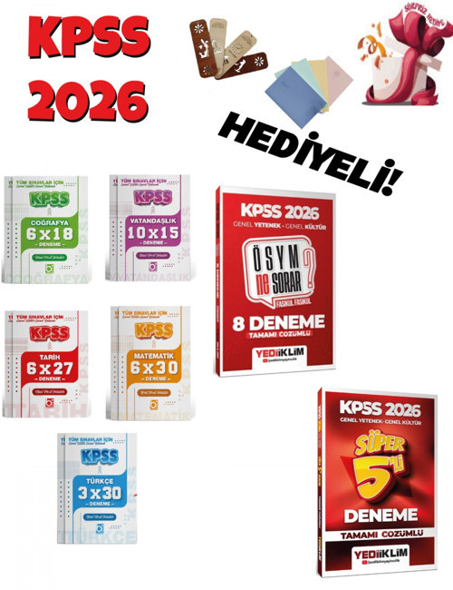 Yediiklim 2026 KPSS Genel Yetenek Genel Kültür Tüm Dersler 44 Deneme Seti Bigelio ve Yediiklim Yayın