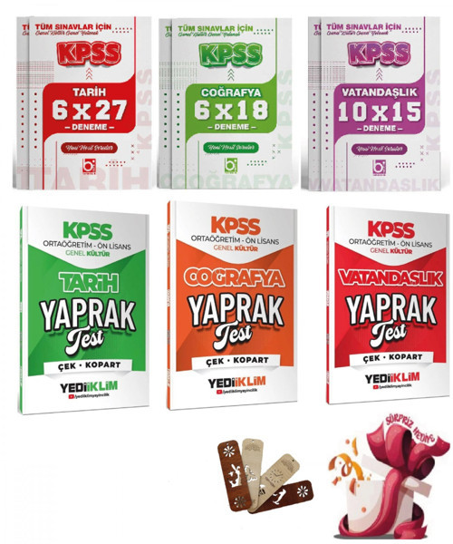 Yediiklim 2026 KPSS Lise Ortaöğretim Ön Lisans Genel Kültür Yaprak Test ve Deneme Seti Yediiklim ve