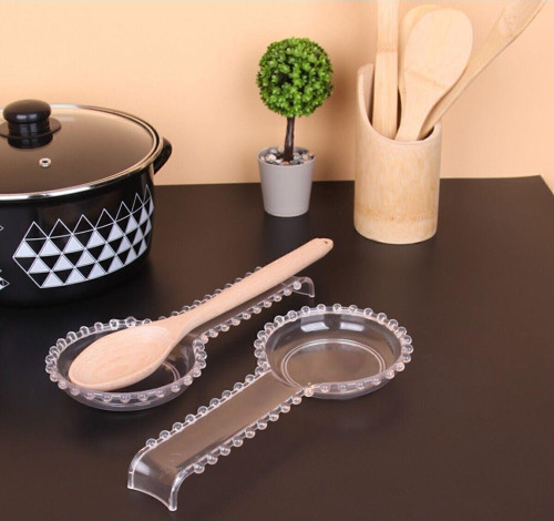 Şeffaf Plastik Boncuklu Kelepçe Kaşık Çırpıcı Altlığı 28 Cm Royaleks
